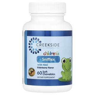 Creekside Natural Therapeutics, Snifflex para Crianças com NAC, Sabugueiro, 60 Cápsulas Mastigáveis