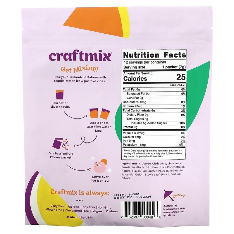 Craftmix Cocktail Mix Packets, Variety Pack, 12 Packets, 2.96 oz, (84 g)