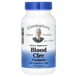 Christopher's Original Formulas, Blood Circulation Formula, Blutkreislauf-Formel, 475 mg, 100 vegetarische Kapseln