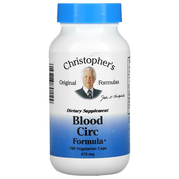 Christopher's Original Formulas‏, נוסחה לשיפור זרימת הדם, 475 מ“ג, 100 כמוסות צמחיות