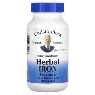 Christopher's Original Formulas, Herbal Iron Formula, 460 mg, 100 kapsułek wegetariańskich