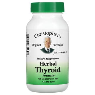 Christopher's Original Formulas, Fórmula a base de hierbas para la tiroides, 475 mg, 100 cápsulas vegetales