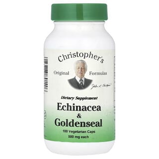Christopher's Original Formulas, Эхинацея и желтокорень, 1000 мг, 100 вегетарианских капсул (500 мг на капсулу)