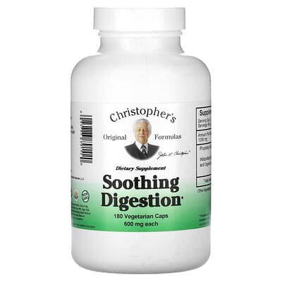 Christopher's Original Formulas, Digestive Soothing, 600 mg, 180 Vegetarian Capsules