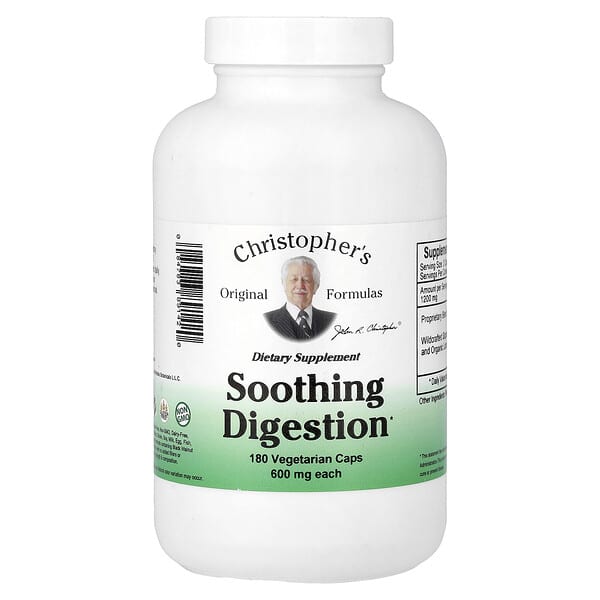 Christopher's Original Formulas, 소화 진정, 600mg, 베지 캡슐 180정