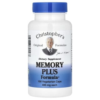 Christopher's Original Formulas, Fórmula Memory Plus, 800 mg, 100 cápsulas vegetales (400 mg por cápsula)