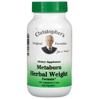 Christopher's Original Formulas, Fórmula herbal para quemar calorías y bajar de peso, 425 mg, 100 cápsulas vegetales