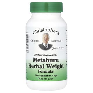 Christopher's Original Formulas‏, Metaburn Herbal Weight Formula‏, 1,275 מ"ג, 100 כמוסות צמחיות (425 מ"ג לכמוסה)