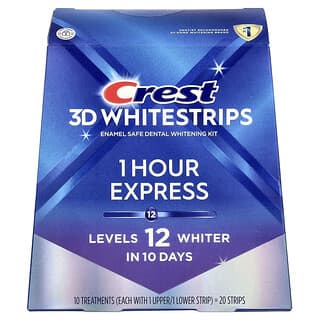 Crest, 3D Whitestrips™, Diş Beyazlatma Kiti, 1 Saatlik Ekspres, 20 Şerit