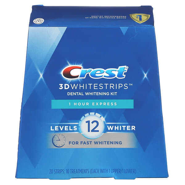 Crest, 3D Whitestrips, Zahnaufhellungsset, 1 Stunde Express, 20 Streifen