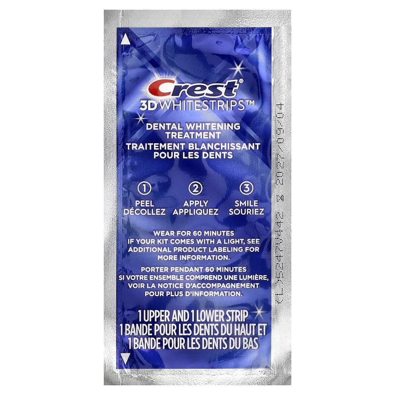 Calamante Crest & ACT1 Lサイズセット 3D Whitestrips, set de albire dentară, 1 oră, 20 de benzi