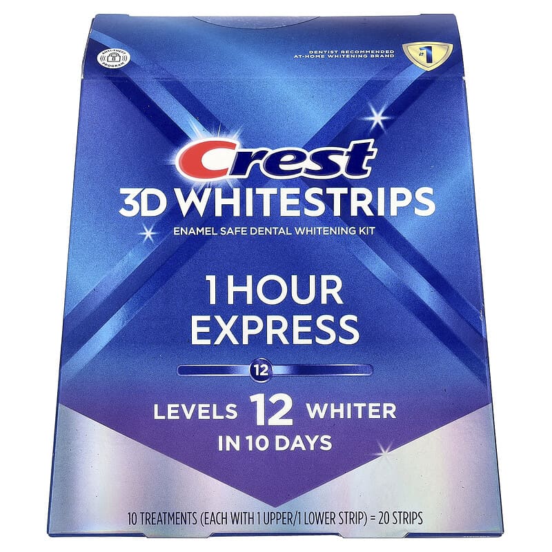 3D Whitestrips, set de albire dentară, 1 oră, 20 de benzi