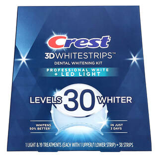 Crest, 3D Whitestrips, Dental Whitening Kit, Professioanl White + LED Light, 20 Piece Kit
