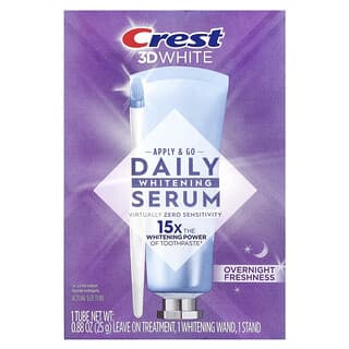 Crest, 3D White, Sérum blanchissant quotidien, Fraîcheur nocturne, Kit de 3 pièces