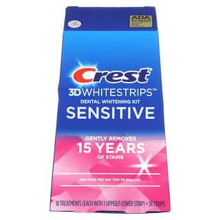 Crest, Kit de blanqueamiento dental 3D Whitestrips, Sensitive, 36 tiras