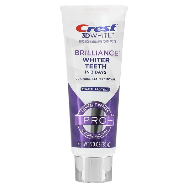Crest‏, 3D White, משחת שיניים Brilliance עם פלואוריד למניעת עששת ולהגנה על אמייל השן, ‏85 גרם (3 אונקיות)