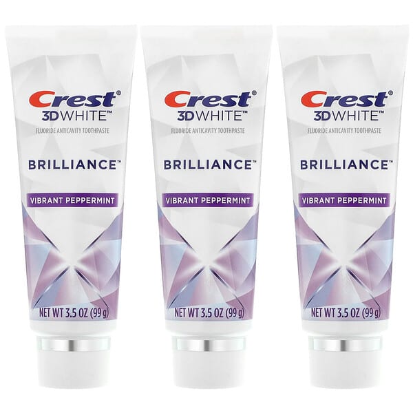 Crest, 3D White，潔白，含氟抗齲齒牙膏，活力薄荷味，3 包，每包 3.5 盎司（99 克）