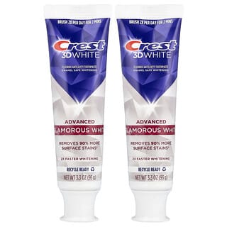 كريست‏, 3D White, Fluoride Anticavity Toothpaste, Advanced, Glamorous White, 2 Tubes, 3.3 oz (93 g) Each