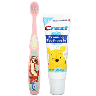 Crest, Kit de Creme Dental para Treino de Bebês, Soft, 0-3 Anos, Ursinho Pooh, Morango Suave, 1 Kit