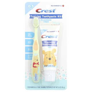 Crest, Kit de pasta dental para el entrenamiento del bebé, Suave, 0-3 años, Winnie the Pooh, Fresa suave, 1 kit