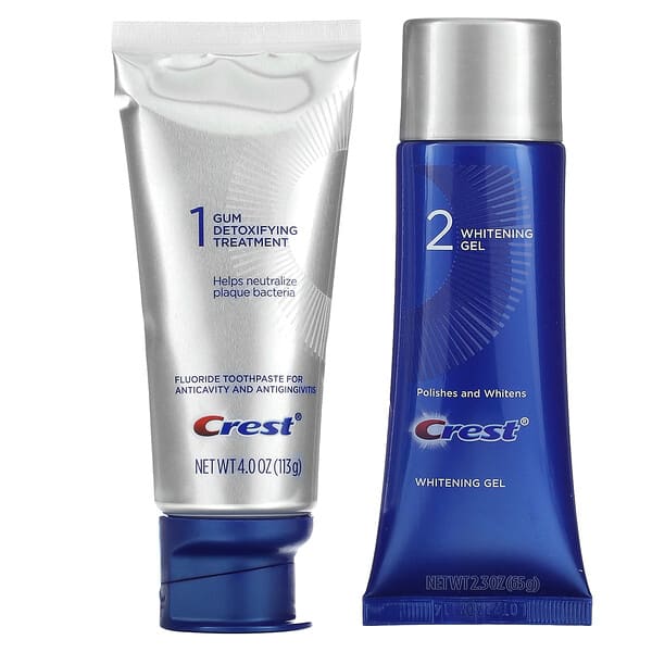 Crest‏, מערכת דו-שלבית לניקוי רעלים + הלבנה מסטיק, סט של 2 חלקים