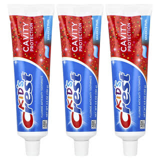 Crest, Kids, Cavity Protection, Fluoride Anticavity Toothpaste, Sparkle Fun, 3 Pack, 4.6 oz (130 g) Each