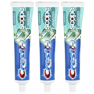 Crest, Complete Plus™, Blanqueador Scope® +, Pasta dental con fluoruro, Menta fresca rayada, 3 paquetes, 153 g (5,4 oz) cada uno