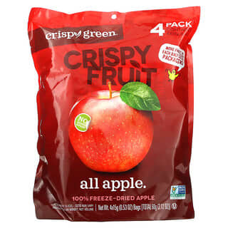 Crispy Green, Fruta crujiente, Toda manzana`` Paquete de 4, 15 g (0,53 oz) cada una
