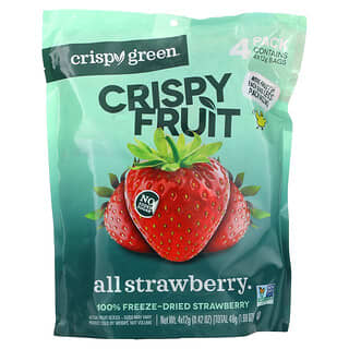 Crispy Green, 水果脆片，全草莓，4 包，每包 0.42 盎司（12 克）