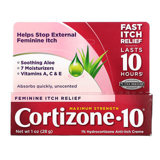 Cortizone 10, كريم هيدروكورتيزون مضاد للحكة 1٪ ، لتخفيف الحكة لدى النساء ، بالقوة القصوى ، 1 أونصة (28 جم)