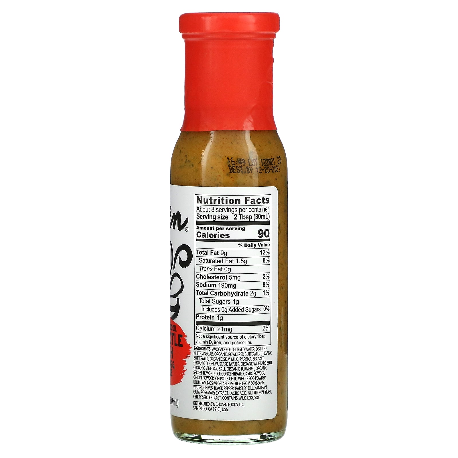 Chosen Foods, Pure Avocado Oil, Dressing & Marinade, Chipotle Ranch, 8