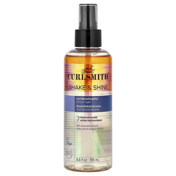 Curlsmith, Shake & Shine, Kiharoita Virkistävä Suihke, Kaikille Kiharatyypeille, 195 ml