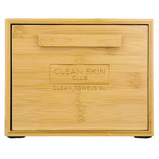 Clean Skin Club, Boîte en bambou Luxe, Lingettes propres XL, 50 pièces