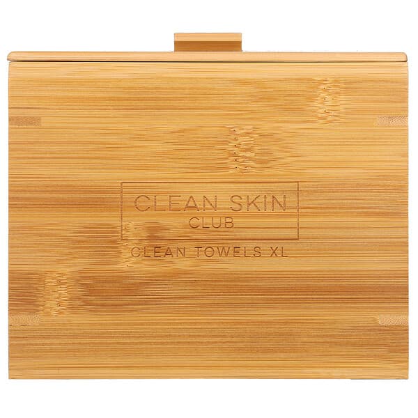 Clean Skin Club, 奢華竹盒，乾淨毛巾 XL，帶蓋容器，50 個