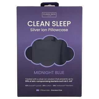 Clean Skin Club, Sommeil sain, Taie d'orge en ion d'argent, Bleu nuit, 1 pièce
