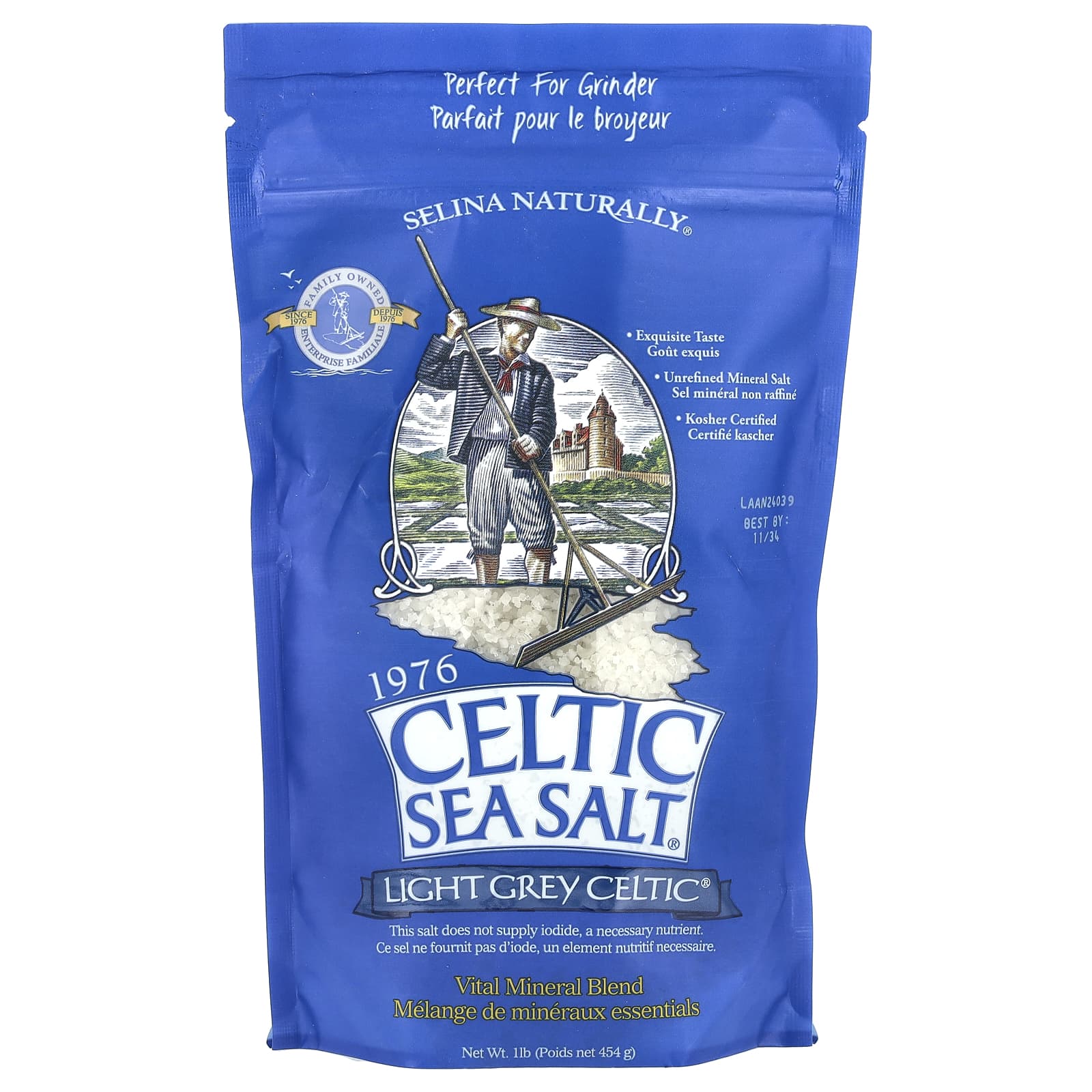 Celtic Sea Salt, Light Grey Celtic（ライトグレー ケルティック）、必須ミネラルブレンド、454g（1ポンド）