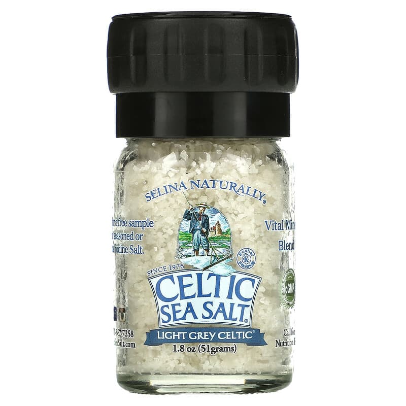 Light Grey Celtic, Mezcla de minerales vitales, Minimolinillo de sal, 51 g  (1,8 oz)