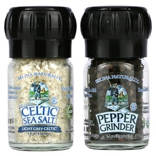 Celtic Sea Salt, Conjunto de Minimoedores Mistos, Moedor Light Grey Celtic Salt e Pimenta, 82 g (2,9 oz) 