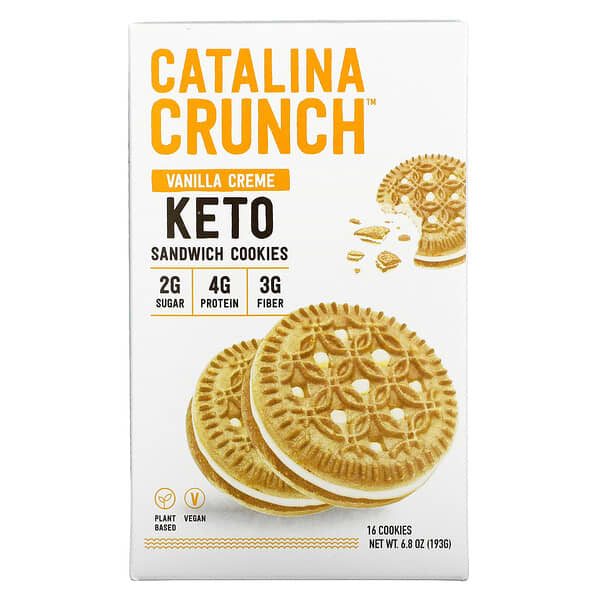 Catalina Crunch, Keto Sandwich Cookies, Vanilla Creme, 16 Cookies, 6.8