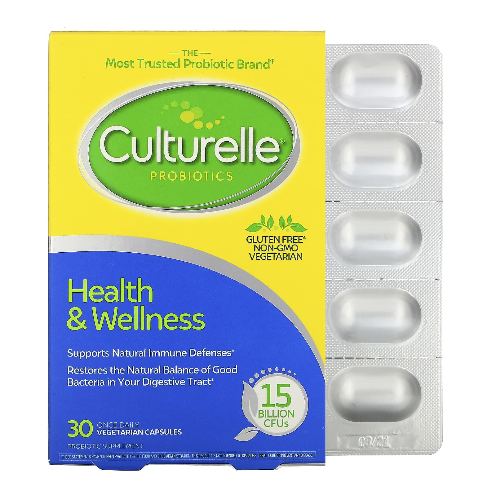 Culturelle, プロバイオティクス、ヘルス＆ウェルネス、150億CFU、ベジカプセル30粒