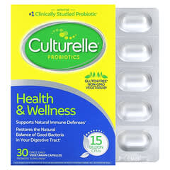 Culturelle, Пробиотики, здоровье и хорошее самочувствие, 15 миллиардов КОЕ, 30 вегетарианских капсул для приема один раз в день