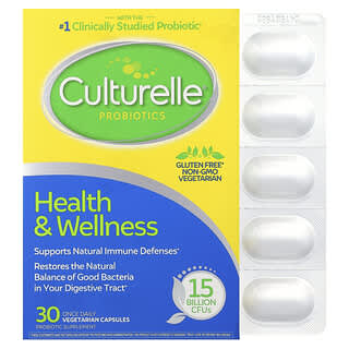 Culturelle, Probióticos, Salud y bienestar, 15.000 millones de UFC, 30 cápsulas vegetales de una ingesta diaria