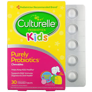 Culturelle, 子ども用、Purely Probiotics（ピュアリー プロバイオティクス）チュアブル、3歳以上、バーストベリー味、チュアブルタブレット30粒