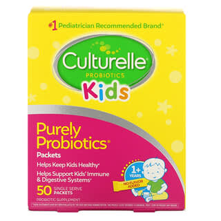 Culturelle, キッズ、Purely Probiotics（ピュアリープロバイオティクス）、1歳以上、プレーン、個包装スティック50本