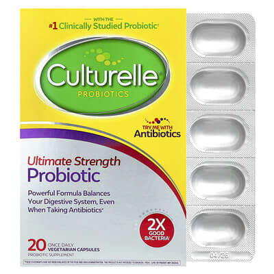 Culturelle, Probiotics, Powerful Probiotics, 20 Billion CFU, 20 Once-Daily Vegan Capsules