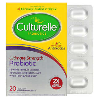 Culturelle, пробиотики, повышенная эффективность, 20 миллиардов КОЕ, 20 вегетарианских капсул для приема один раз в день