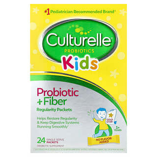 Culturelle, Kids, пробиотики и клетчатка, для регулярной работы кишечника детей старше 1 года, 24 порционных пакетика по 4,8 г (0,17 унции)