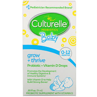 Culturelle, قطارة بروبيوتيك للأطفال، للمساعدة على النمو والكبر، بروبيوتيك + فيتامين د، لعمر 0- 12 شهر، 0.30 أونصة سائلة (9 مل)