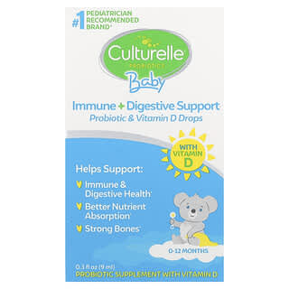 Culturelle, Probiotics, Baby, Immune + Digestive Support, Probiotic & Vitamin D Drops,  0-12 Months, 0.3 fl oz (9 ml)