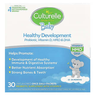 Culturelle, Probióticos, Baby, Grow + Thrive, Pacotes de Probióticos + Vitamina D, 12-24 Meses, Sem Sabor, 30 Pacotes de Porção Individual